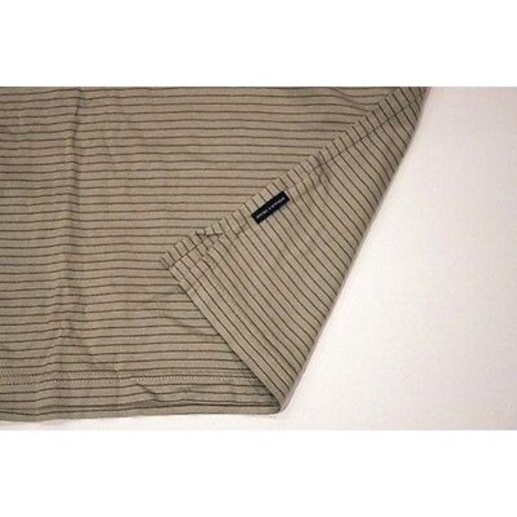 DONALD TRUMP Signature Collection KHAKI Army Green STRIPE Polo BUTTON Shirt L - Picture 2 of 2